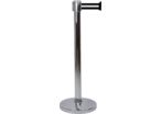 Poteau Alu Chromé laqué à sangle noir/argent 3m x 50mm sur socle portable - 2053334