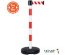 Poteau PVC Rouge/Blanc à sangle Rouge/Blanche sur socle 9kg à lester - Novap 