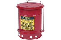 Justrite - Poubelle de sécurité rouge 53L à pédale - Acier - Conforme OSHA UL - Idéale déchets huileux