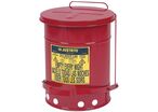 Justrite - Poubelle de sécurité rouge 53L à pédale - Acier - Conforme OSHA UL - Idéale déchets huileux
