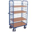Variofit - Chariot haut à plateaux bois et acier - 4 plateaux, 500 kg, 1820x1190mm, Roulettes pivotantes avec freins