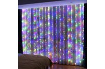 Rideau lumineux 240LED IP44 4M - câble transparent - MultiCouleur