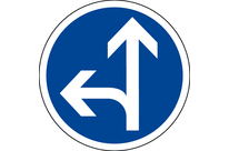 Panneau obligation  tout droit à gauche B21d2