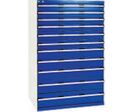 Bott - Armoire multitiroirs SL-107 - 11 tiroirs, Acier Gris/Bleu, 1500 kg, 1600x1050x750 mm