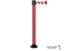 Poteau Alu Rouge laqué à sangle Rouge/Blanche Hachuré 3m x 50mm sur socle fixe - 2011037
