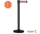 Poteau alu noir à sangle Bleu/Blanc/Rouge sur socle portable - Novap