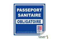 Panneau Pass sanitaire obligatoire - Adhésif 200x200mm - 4234472