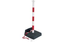 Poteau PVC Rouge/Blanc avec réserve de chaîne sur socle lesté 6kg - 2000758