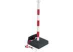Poteau PVC Rouge/Blanc avec réserve de chaîne sur socle lesté 6kg - 2000758