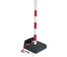 Poteau PVC Rouge/Blanc avec réserve de chaîne sur socle lesté 6kg - 2000758