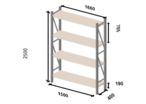Rayonnage mi-lourd à plateaux bois SEBRAMAT | sol+4 RMLMAN25001500400S4