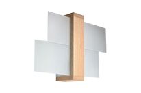Applique Murale Bois 2 rectangles de Verre pour Ampoule E27 - Marron