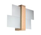Applique Murale Bois 2 rectangles de Verre pour Ampoule E27 - Marron