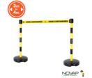 Kit 2 Poteaux PVC Jaune/Noir sur socle 9kg à lester avec tête à sangle Jaune zone contaminée 3m x 50mm et tête réceptrice - 2800365