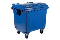 Manutan Expert - Conteneur à Déchet 4 Roues Bleu 1100L - Plastique Recyclé 70% - Éco-responsable