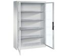 CP - Armoire à portes transparentes - 120x195x40 cm Gris Clair - 4 Tablettes, Charge 450kg, Acier, Serrure