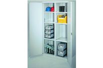 Armoire lourde avec cloison médiane portes pleines 1950 x 1000 x 600 mm RAL 7035 : MODELE 51