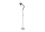 Lampadaire métal industriel sur pied en bois - H.150cm - Blanc