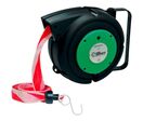 Cable Equipements - Enrouleur Bande Signalisation Rouge/Blanc 20m - Ruban Chantier Extérieur Parking - Plastique Antichoc - 3 Ans Garantie