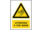 Panneau de danger vertical blessure aux mains