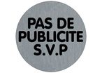 Plaquette de porte Pas de publicité SVP (texte) - Aluminium brosse Ø75mm - 4383286