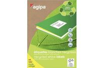 Etiquette Adresse Blanche Recyclé Agipa 210x297 Coins droits Boite:100