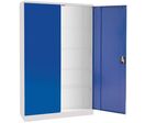 Manutan Expert - Armoire haute à portes battantes - Acier Gris/Bleu - 4 tablettes - Charge 240kg - Serrure à clé - Montage facile