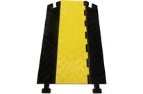 Cable Equipements - Protège-câble COBRA - Passage Véhicules - 89cm 3 Canaux - Elastomère Noir/Jaune - Charge 44T