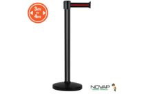 Poteau alu noir à sangle Noir/Rouge sur socle portable - Novap