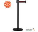 Poteau alu noir à sangle Noir/Rouge sur socle portable - Novap