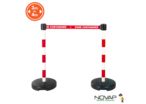 Kit 2 Poteaux PVC Rouge/Blanc sur socle 9kg à lester avec tête à sangle Rouge zone contaminée 3m x 50mm et tête réceptrice - 2800389
