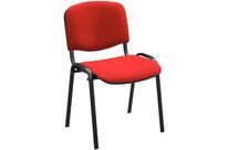 Manutan Expert - Chaise visiteurs Classic str noire tissu rouge - Empilable, 4 pieds acier, Assise 47x41cm, 110kg max