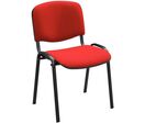Manutan Expert - Chaise visiteurs Classic str noire tissu rouge - Empilable, 4 pieds acier, Assise 47x41cm, 110kg max