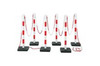 Novap - Kit Poteaux de Guidage à Chaîne PVC Rouge/Blanc - 6 Poteaux 900mm - Idéal Parking Intérieur/Extérieur