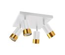 Plafonnier 4 Spots Orientables Carré OR pour Ampoule GU10 - Noir