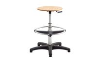 Tabouret atelier haut en bois sur patins avec repose-pieds