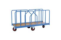 Fimm - Chariot pour charges longues 500 kg - Plateau bois vernis 1800x800 mm - Roues pivotantes caoutchouc 200 mm - Bleu