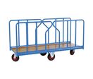 Fimm - Chariot pour charges longues 500 kg - Plateau bois vernis 1800x800 mm - Roues pivotantes caoutchouc 200 mm - Bleu