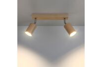 Plafonnier 2 Spots Orientables Bois pour Ampoule GU10