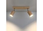 Plafonnier 2 Spots Orientables Bois pour Ampoule GU10