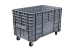 Manutan Expert - Caisse-palette plastique sur roues 300L Ajourée Gris PEHD - 17kg - Usage alimentaire - 10 ans garantie