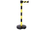 Novap - Poteau de guidage à sangle PVC 90cm Jaune/Noir - 5m Sangle - Idéal Parking Intérieur/Extérieur