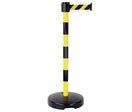 Novap - Poteau de guidage à sangle PVC 90cm Jaune/Noir - 5m Sangle - Idéal Parking Intérieur/Extérieur