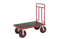 Kongamek - Chariot à dossier fixe et ridelle tube - Rouge 500kg - 1200x700x1000mm - Roulettes Pneumatiques - 3 ans Garantie
