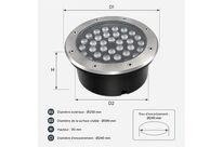 Spot LED Extérieur Encastrable IP67 24V Sol 36W 45° - Blanc Neutre 4000K - 5500K