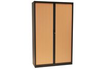 Manutan Expert - Armoire Métal Haute Orel - 195x120x45 cm Anthracite/Hêtre - 4 Tablettes 45kg - Fermeture à clé - Livrée montée