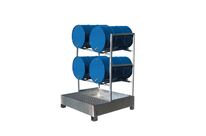 Bac de rétention acier galvanisé à chaud 4 fûts couchés