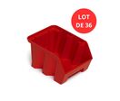 Lot de 36 Bacs DUETTO 3,8 litres plastique rouge