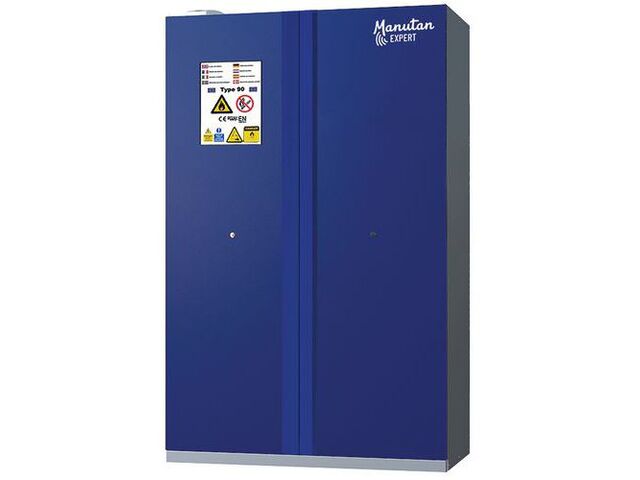 Manutan Expert - Armoire Haute pour Batteries Lithium - 2 Portes, 90 min Résistance Feu, 4 Tablettes, Acier Époxy