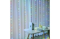 Rideau lumineux 600LED IP44 10M 8modes avec timer - câble transparent - MultiCouleur